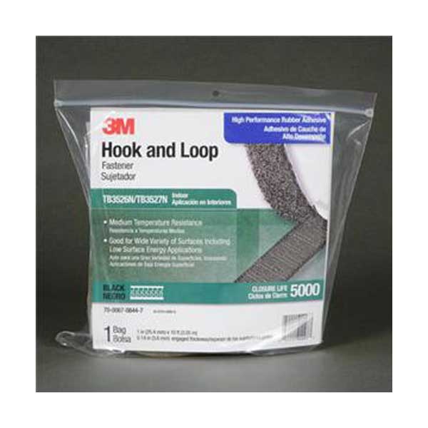1" x 10 Feet of Black ScotchMate Hook & Loop - Black