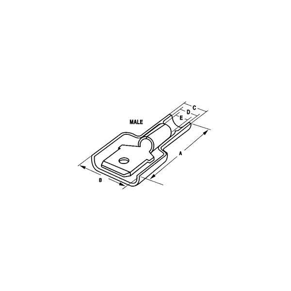 22-18AWG Fully Insulated Male Quick Connect Terminals - 5 Pack - Image 2