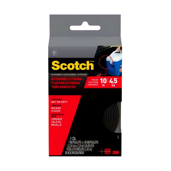 3M Scotch Extreme Fasteners Heavy-Duty Mounting Tape | Black | 1 in. x 4 ft. | 2 Rolls | RF6741