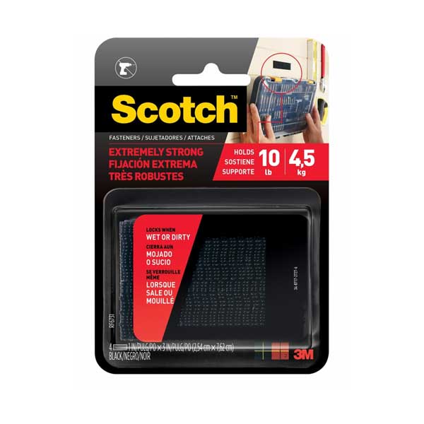 3M Scotch™ Extreme Fasteners | Heavy-Duty Reclosable Strips | 1 in x 3 in | 2 Sets | Black | RF6731