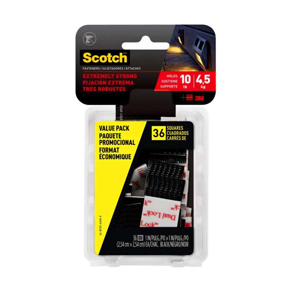 3M Scotch Extreme Mounting Squares Heavy-Duty Value Pack | 1 in. x 1 in. | 36 Squares | Black | RFD7021-VPESF