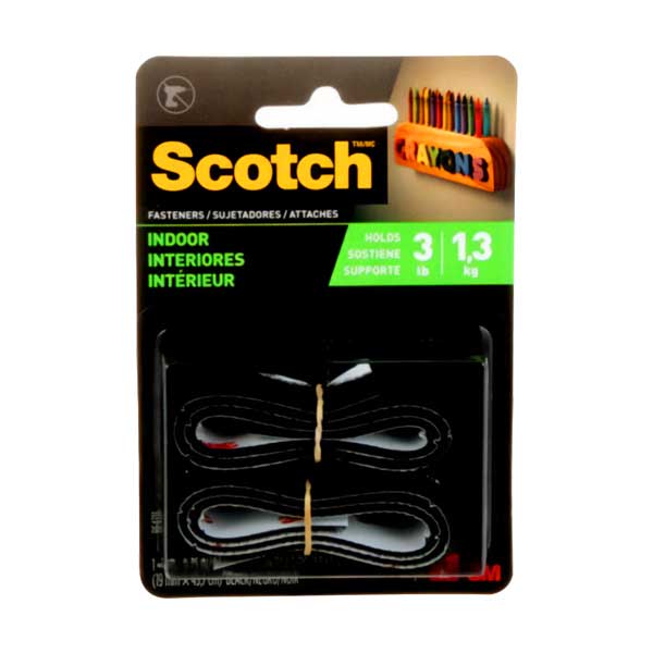 3M Scotch Indoor Fasteners Hook & Loop Strips | Black | 0.75 in x 18 in | RF4711