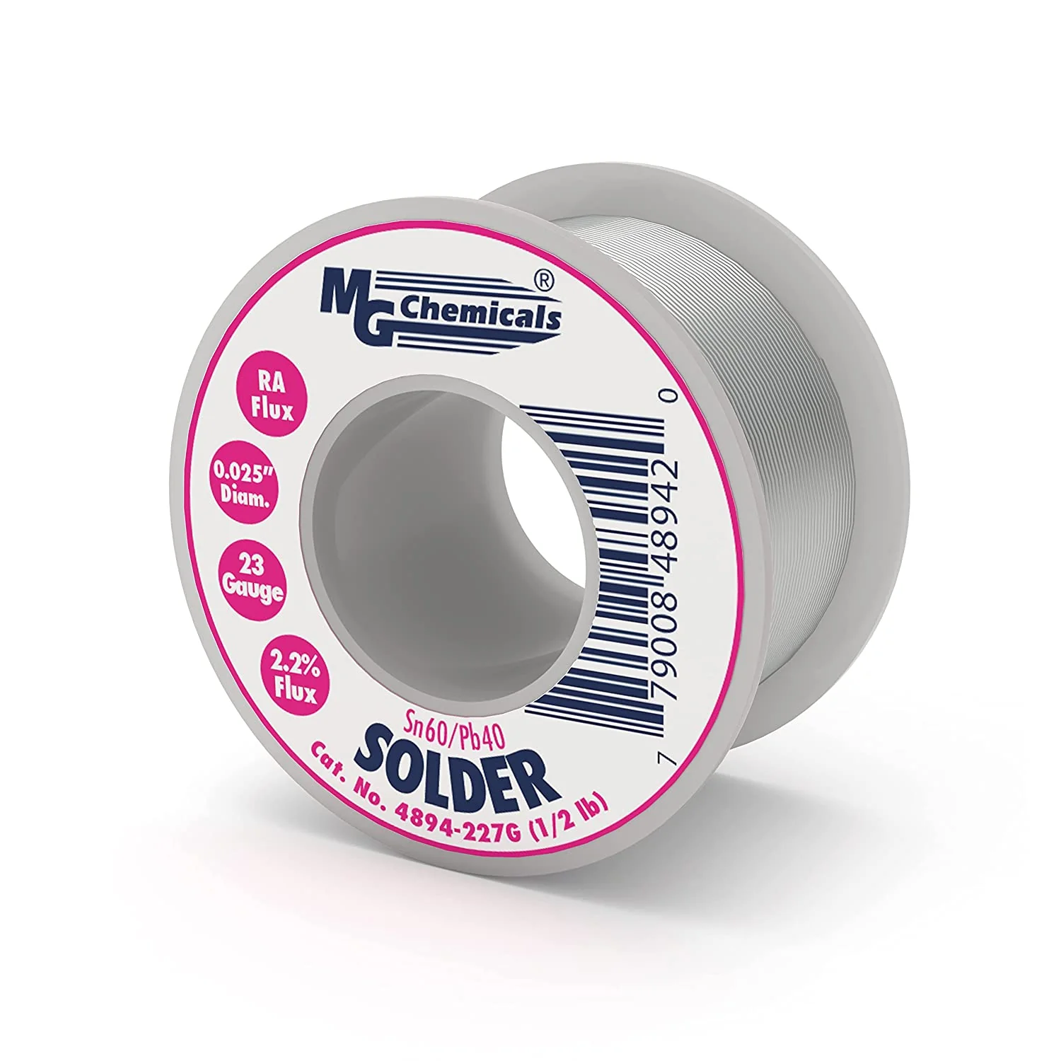 MG Chemicals 4894-227G Sn60/Pb40 23 Gauge Rosen Core Solder, 1/2lb