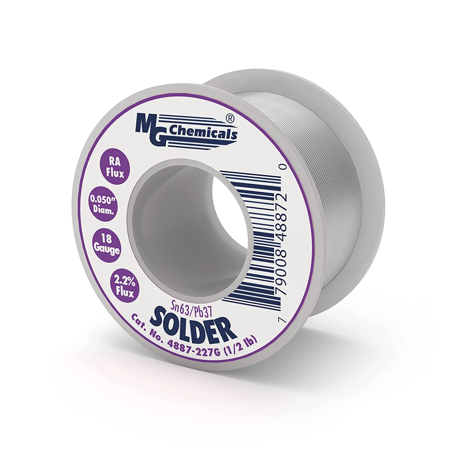 MG Chemicals 4887-227G Sn63/Pb37 18 Gauge Rosen Core Solder, 1/2lb