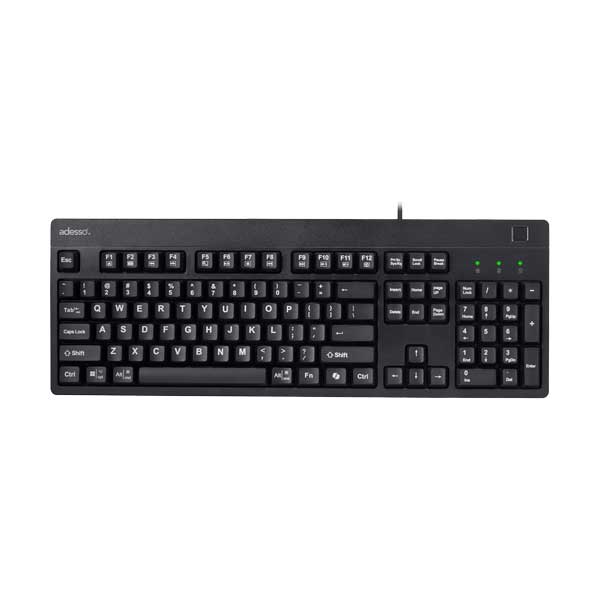 Adesso 104-Key Antimicrobial Keyboard with Fingerprint Reader | TAA Compliant | Wired | AKB-630FB-TAA - Image 2