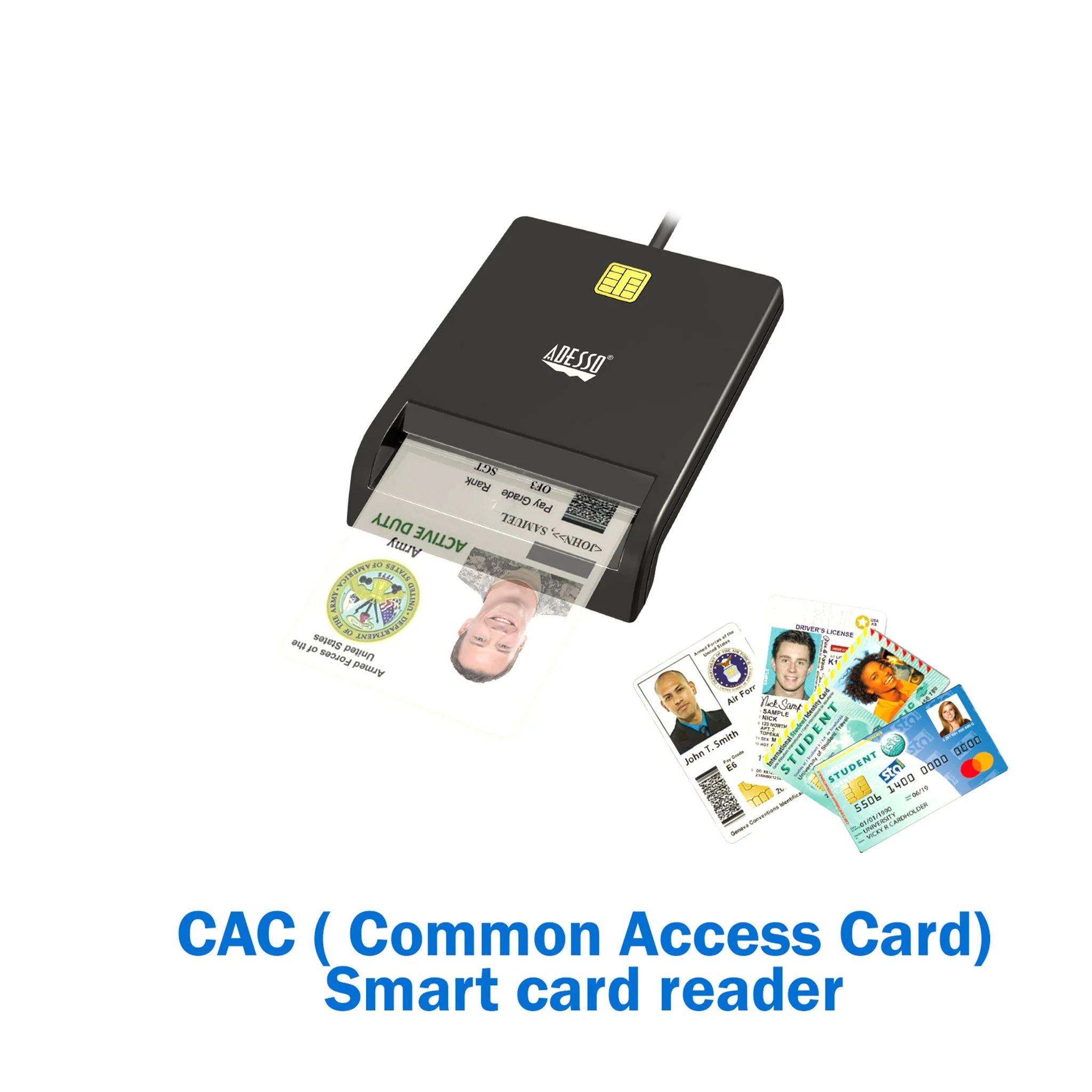 Adesso SCR-100-TAA CAC USB Smart Card Reader - Image 5
