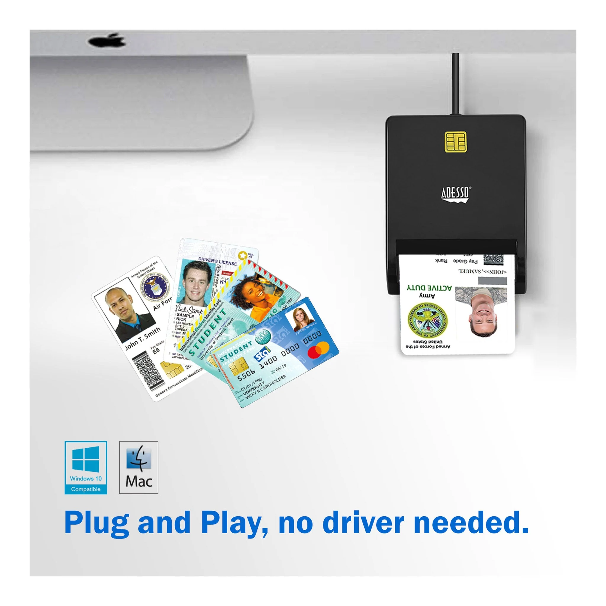 Adesso SCR-100-TAA CAC USB Smart Card Reader - Image 6