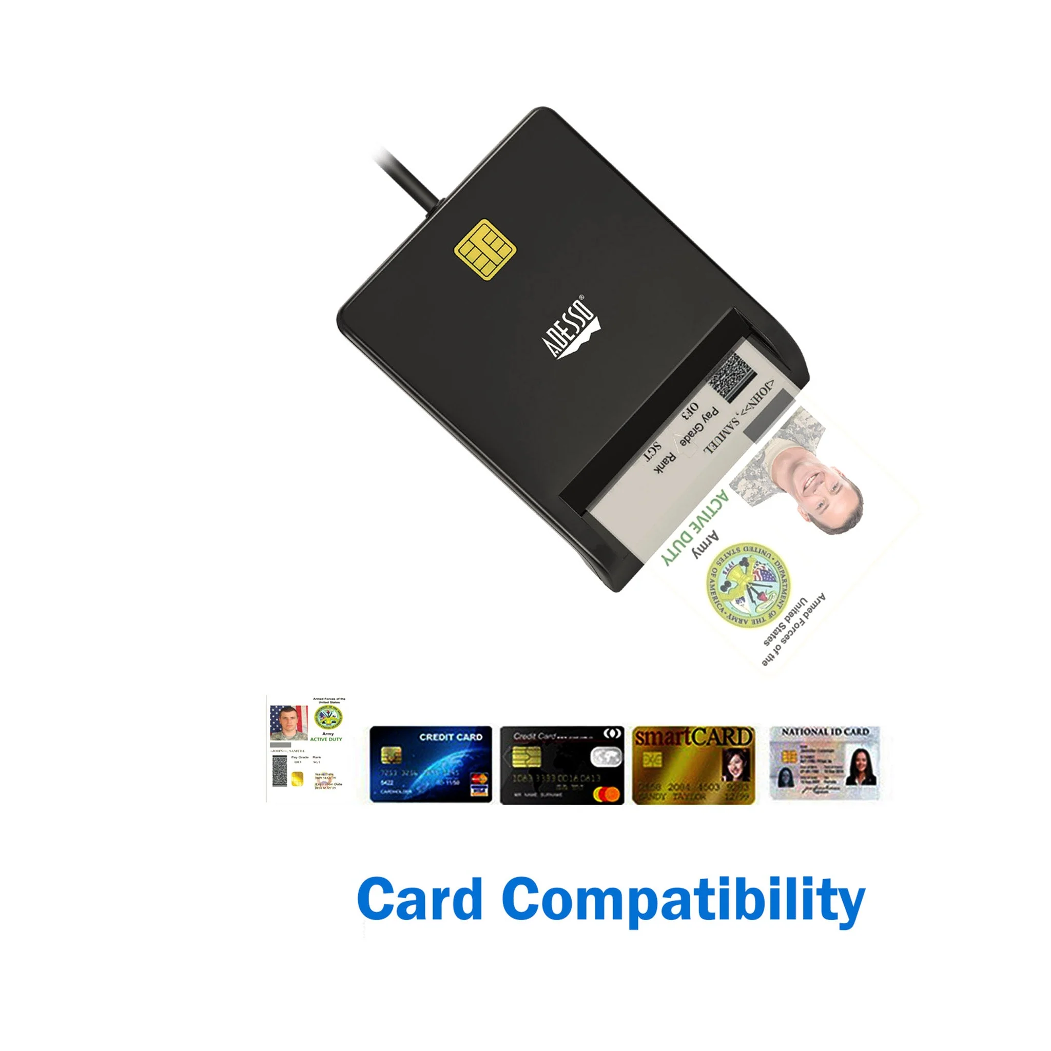 Adesso SCR-100-TAA CAC USB Smart Card Reader - Image 7