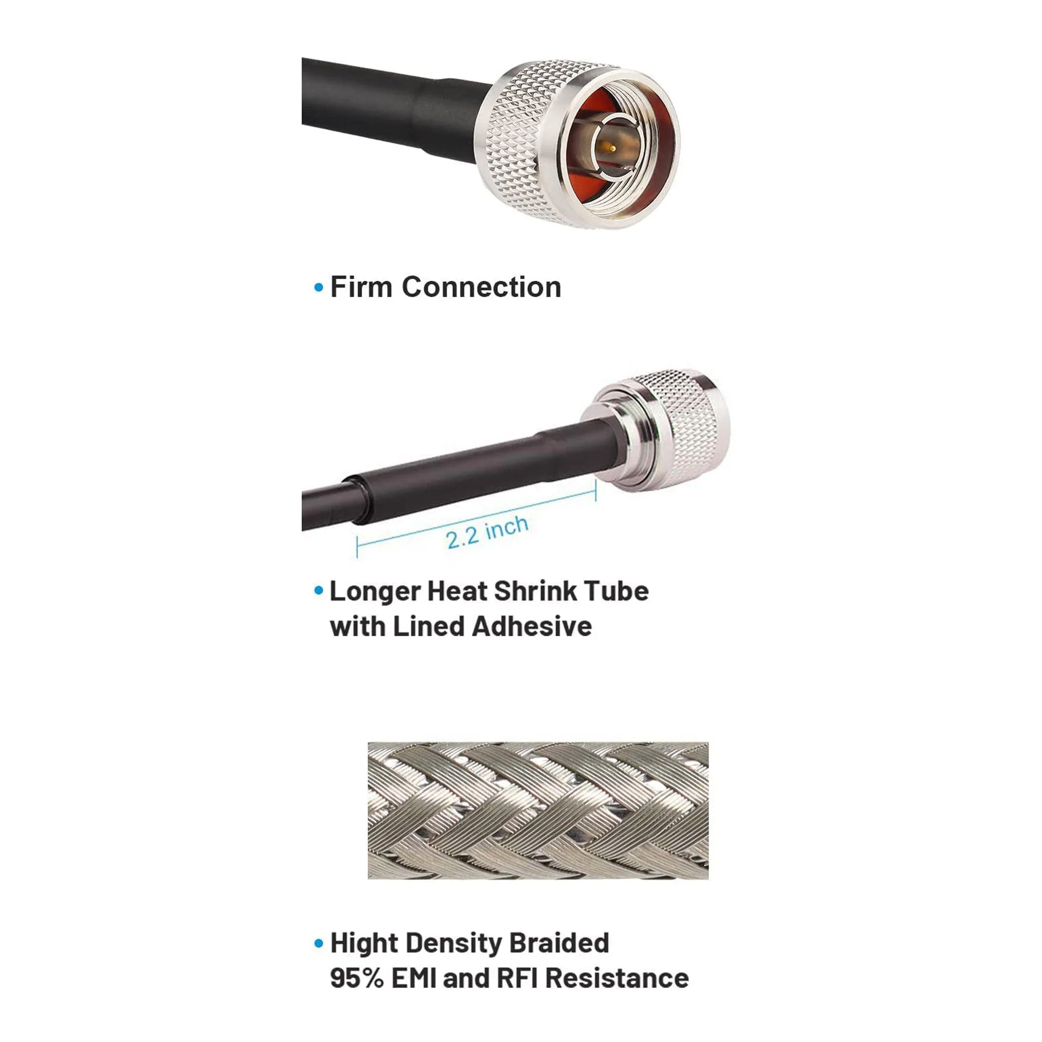 Altex Preferred MFG 100ft 50 Ohm SMA Male to N Male Coaxial Cable - Black - 240-N-SMA-JJ-100FT - Image 4