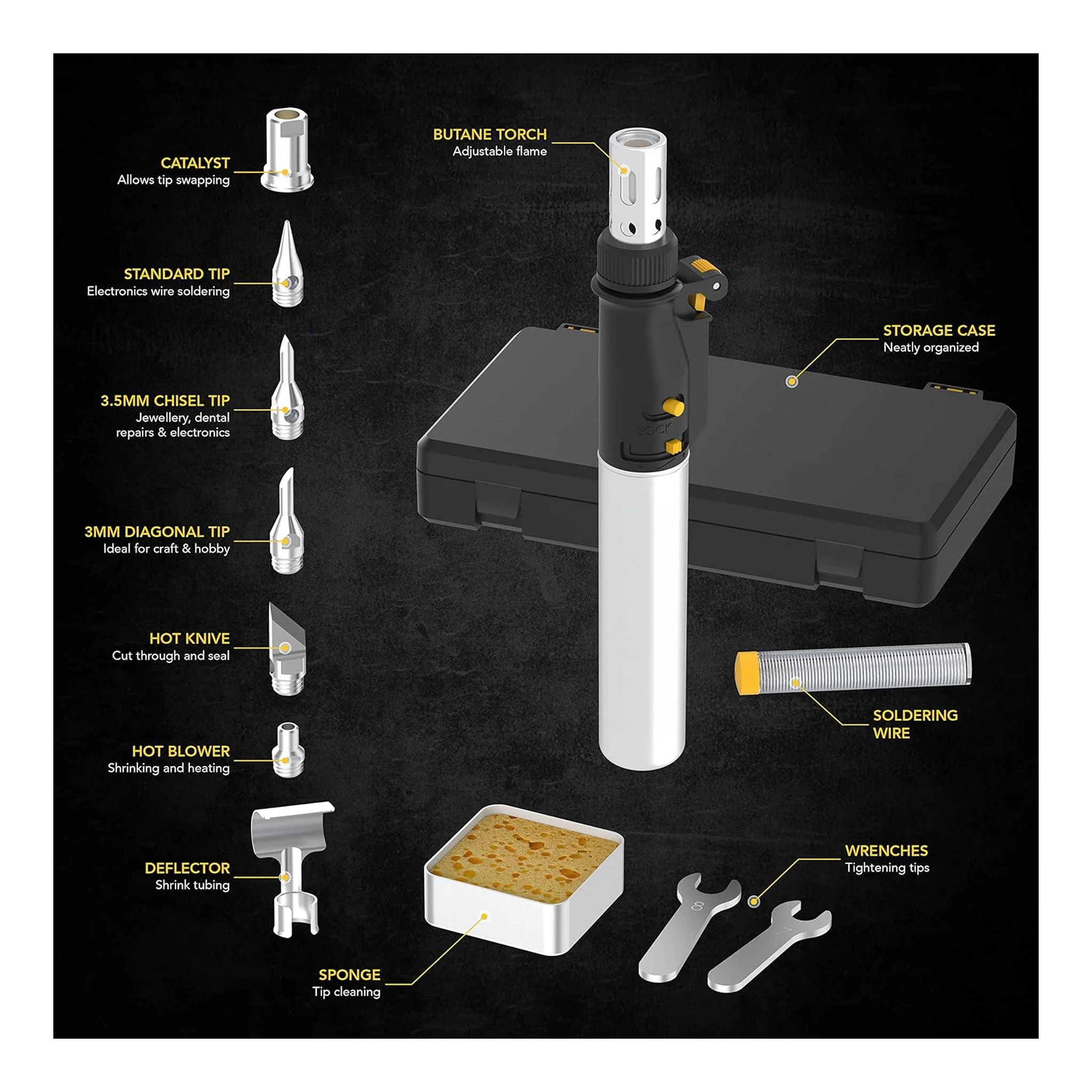 Altex Preferred MFG 13-Piece Pro Grade Multi-Purpose Butane Soldering Iron Kit with 7 Tips - 125W - Image 3
