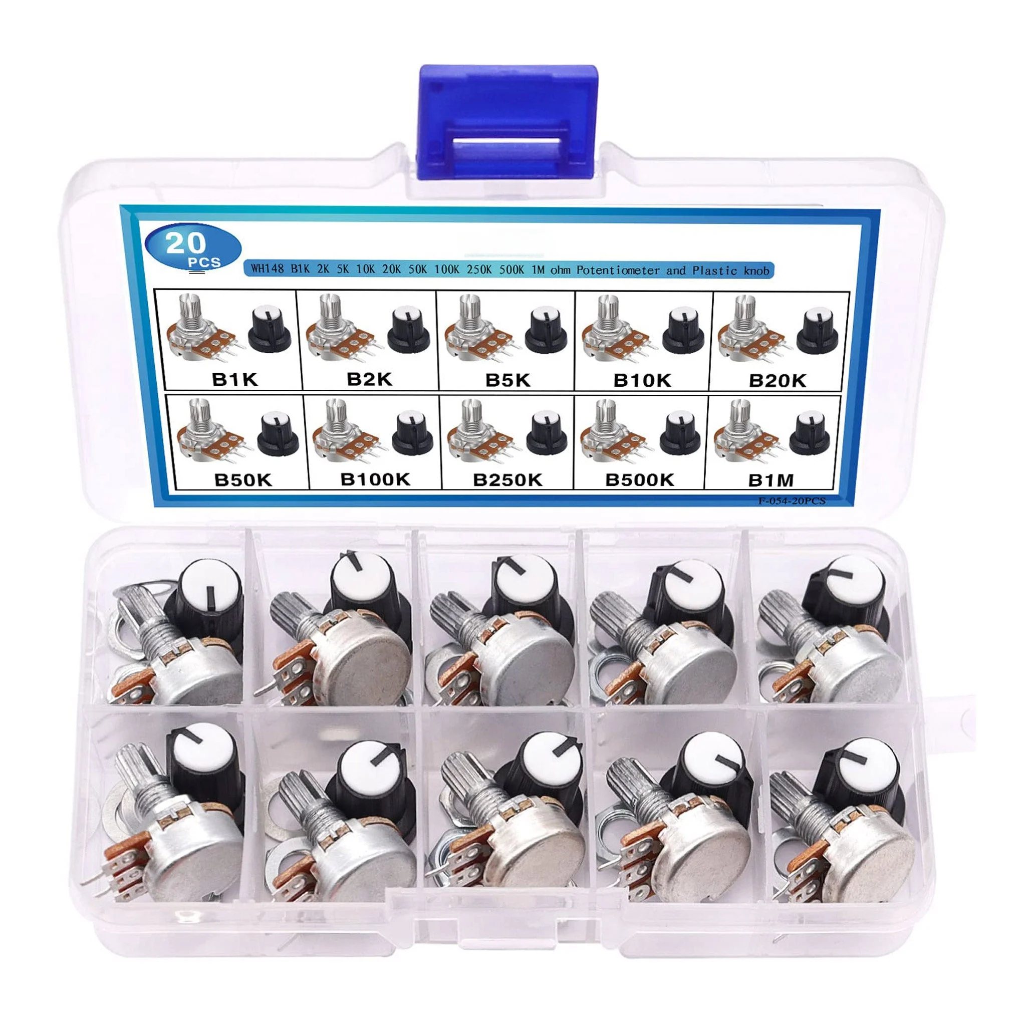 Altex Preferred MFG 20-Piece Potentiometer Kit with Knobs - B1K 2K 5K 10K 20K 50K 100K 250K 500K 1M Ohm - Image 4