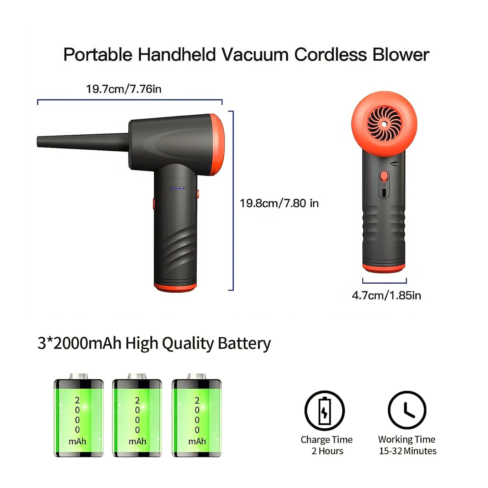 Altex Preferred MFG 3-Gear 100K RPM Rechargeable Compressed Air Duster - 6000mAh - Image 2