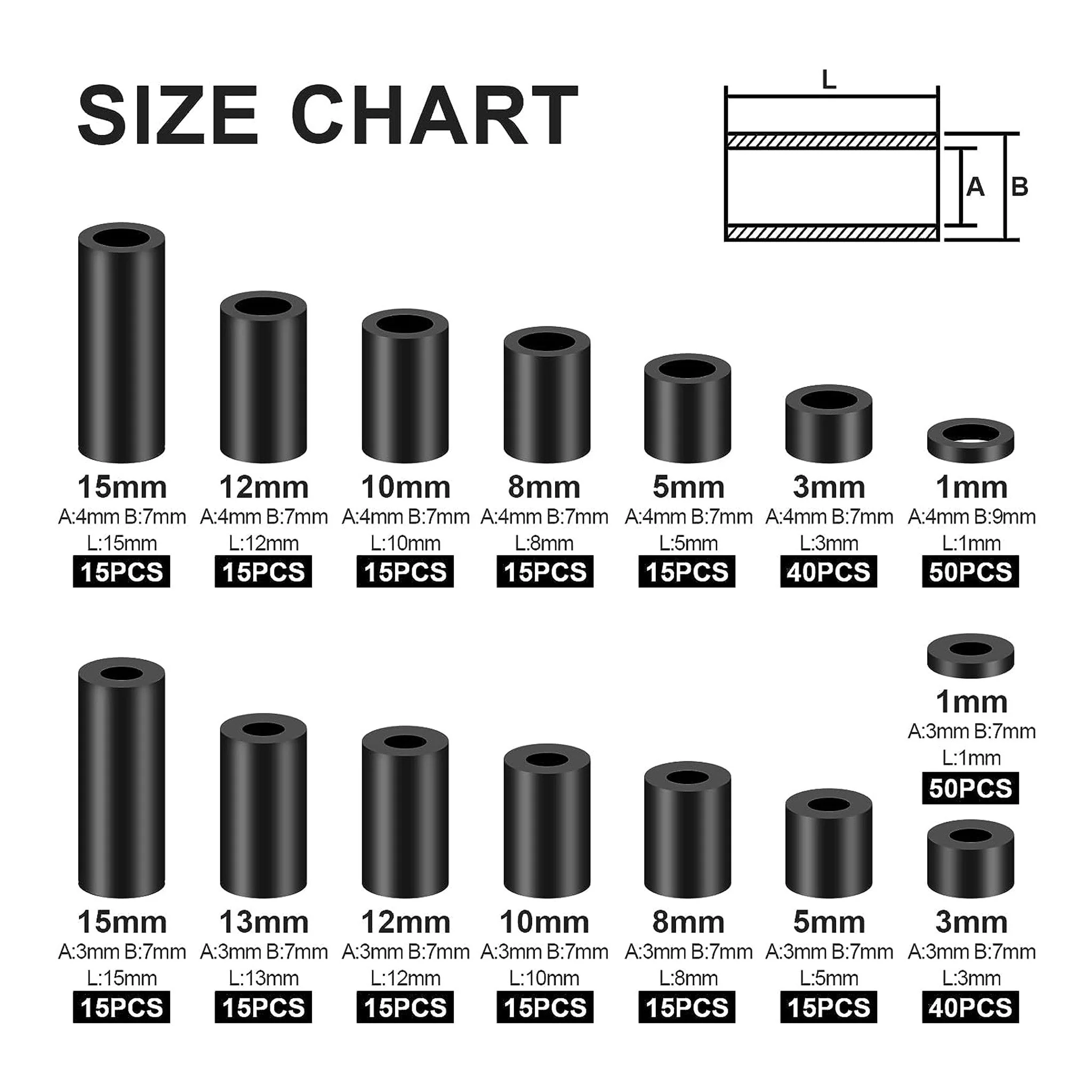 Altex Preferred MFG 345-Piece 15 Size M3/M4 Nylon Round Spacer Assortment Kit - Image 3