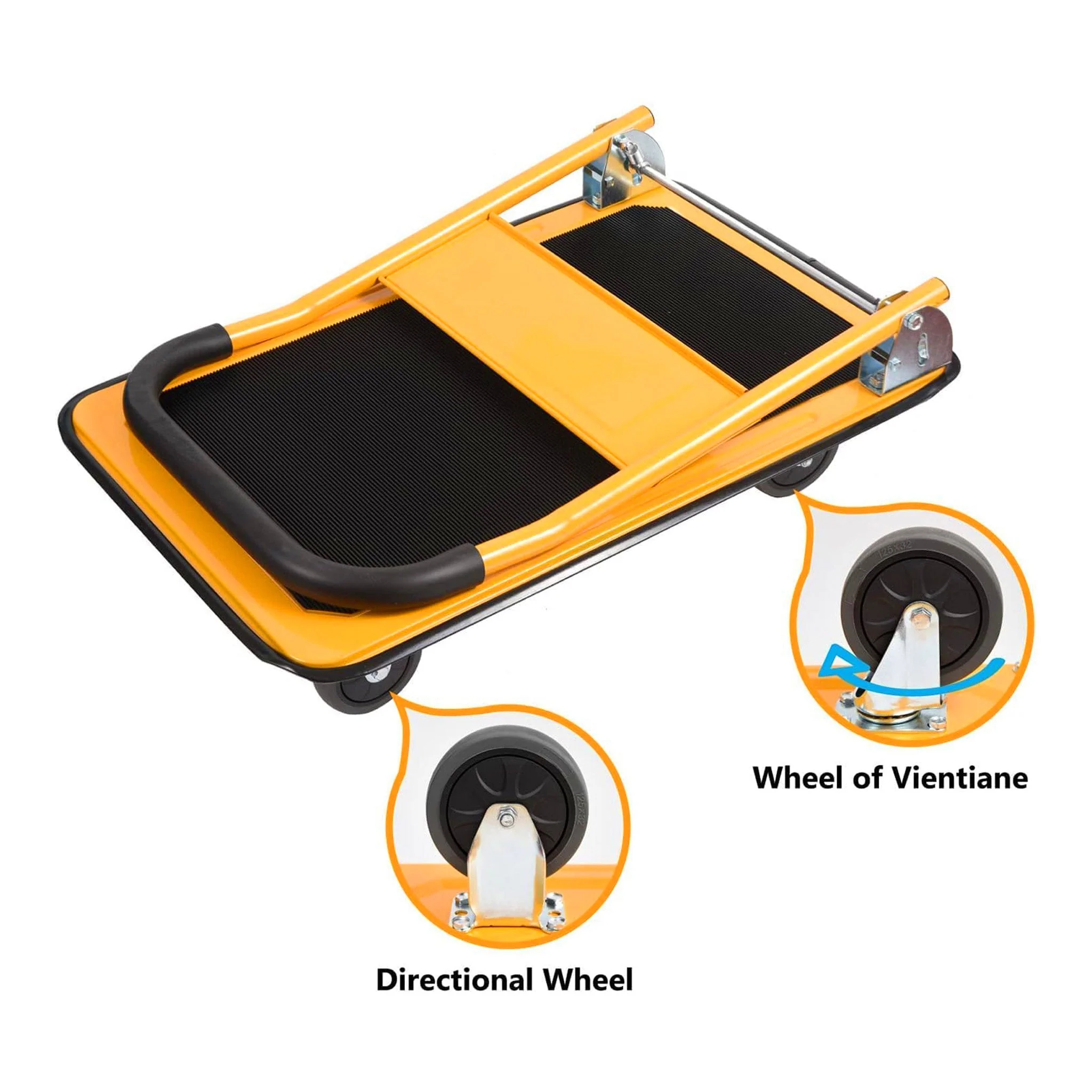 Altex Preferred MFG 4-Wheel Foldable Platform Truck Push Cart with 330lbs Capacity - Yellow - Image 4
