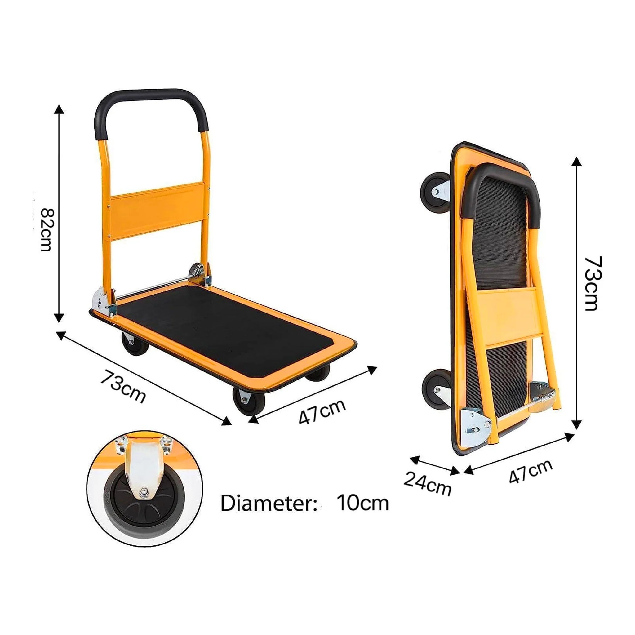 Altex Preferred MFG 4-Wheel Foldable Platform Truck Push Cart with 330lbs Capacity - Yellow - Image 5