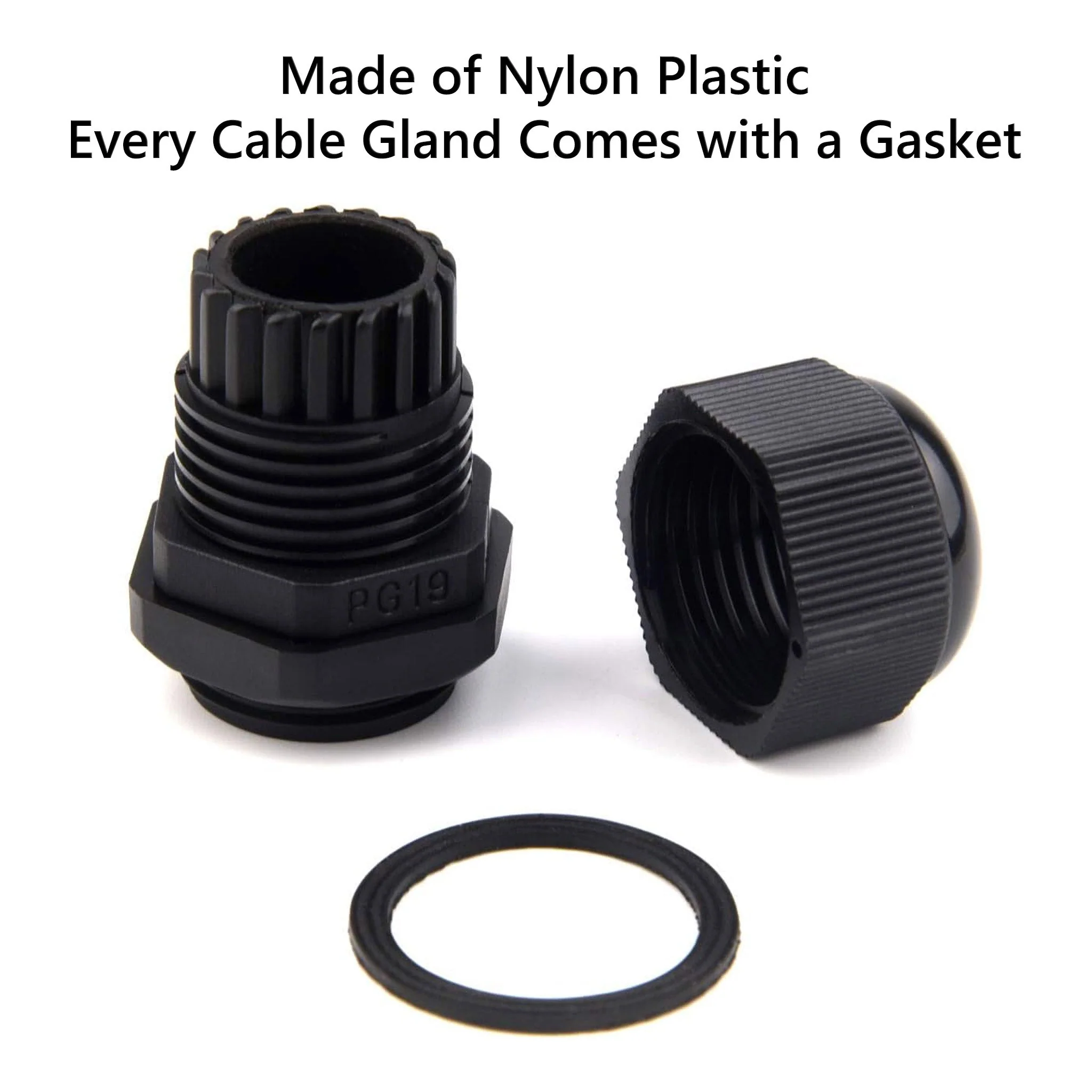 Altex Preferred MFG 50-Piece 3mm~16mm Waterproof Adjustable Cable Gland Connectors with Gaskets - Black - Image 3