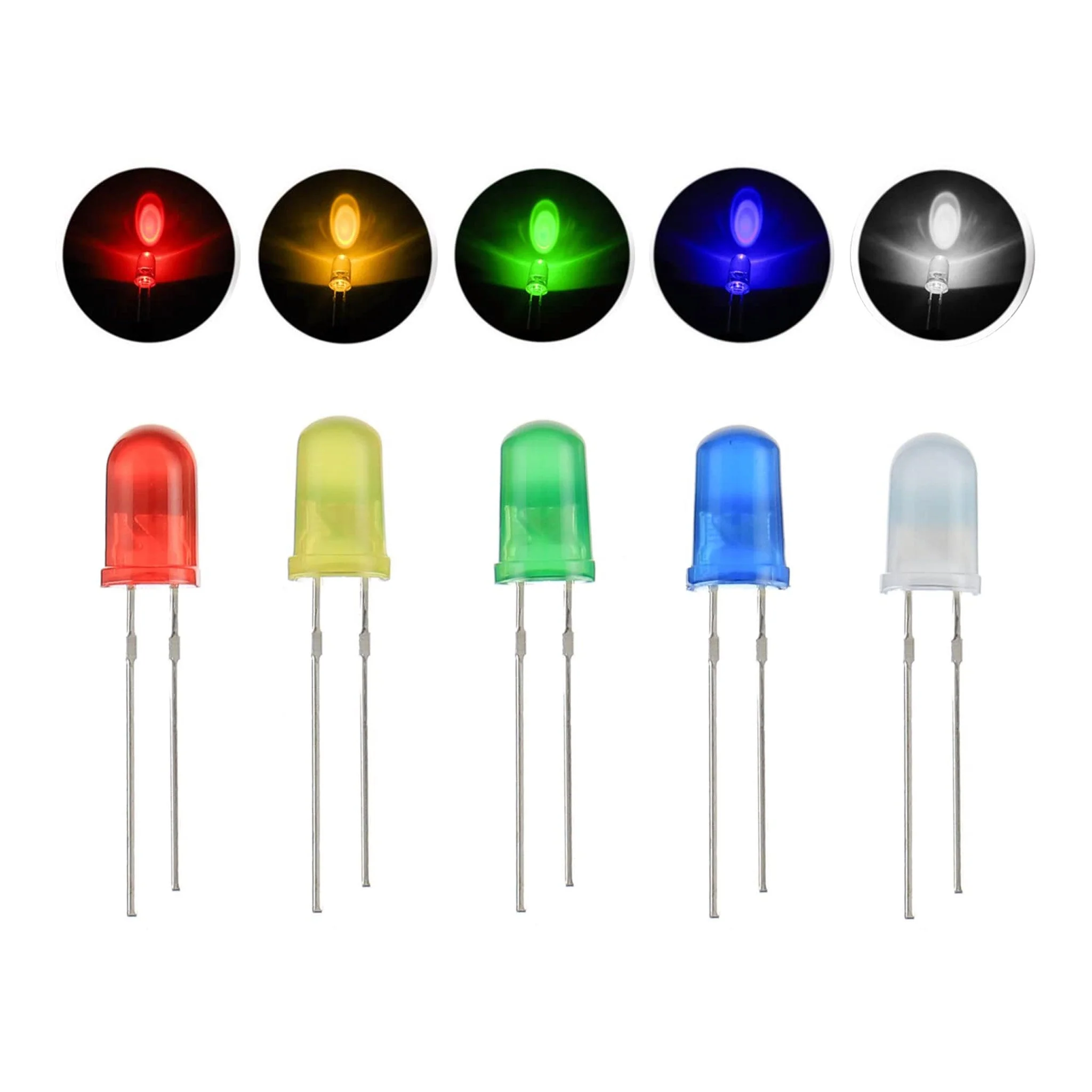 Altex Preferred MFG 500-Piece 5-Color 5mm LED Diode Lights Kit - Red / Yellow / Green / Blue / White - Image 4
