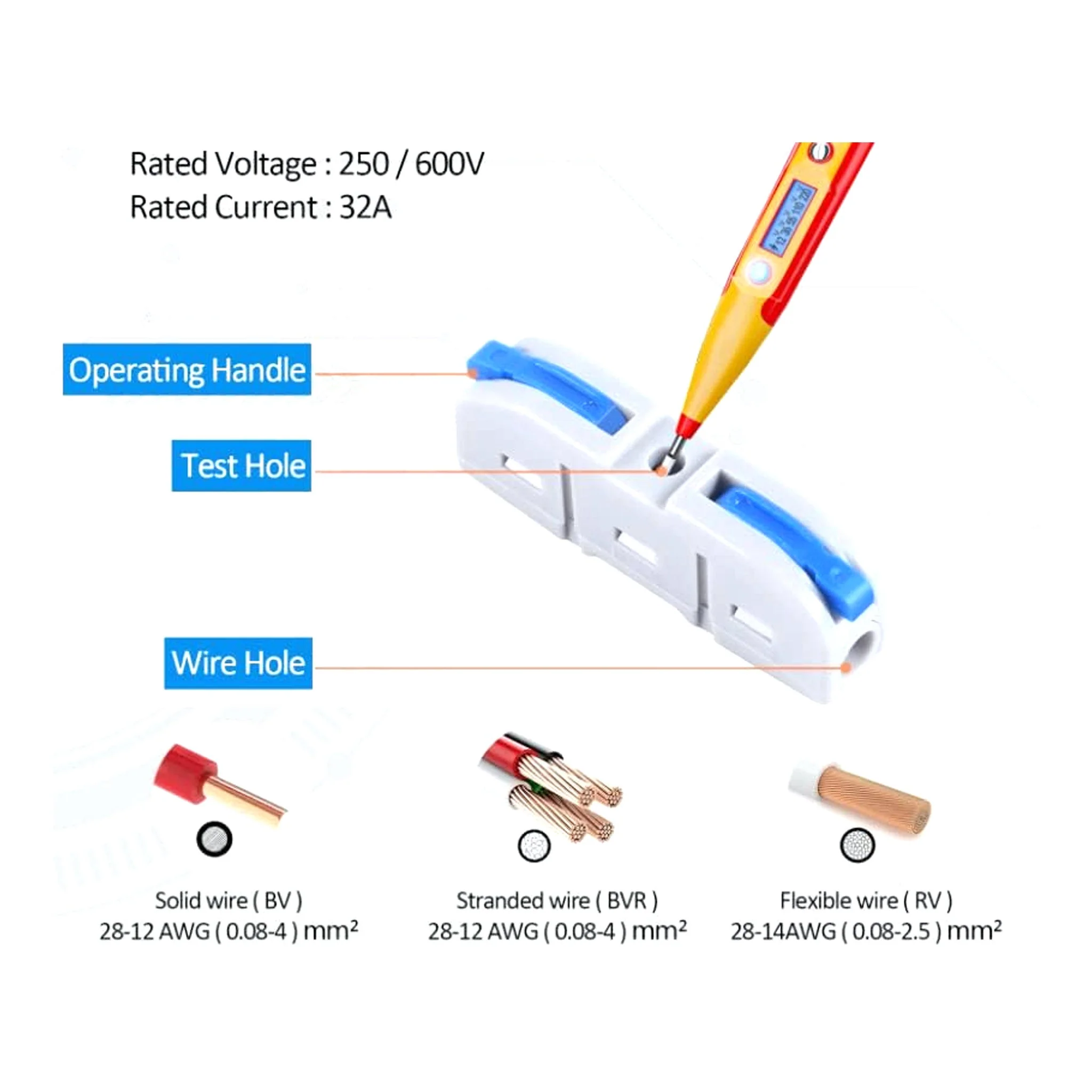 Altex Preferred MFG 60-Piece 28~12AWG 1-In/Out Lever Wire Connectors Quick Connect Electrical Splicing Kit for Compact Inline Terminals - Image 6