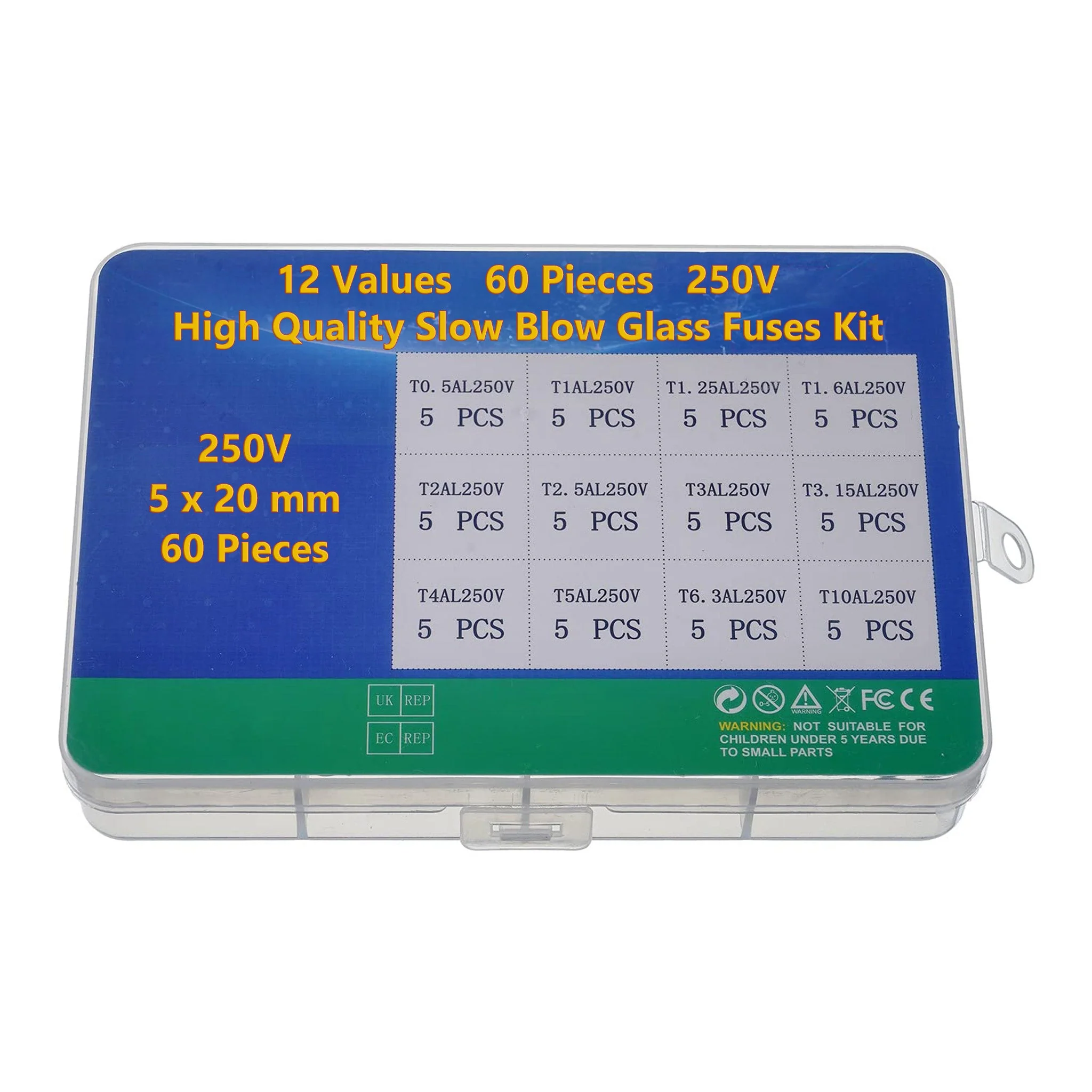 Altex Preferred MFG 60 Pieces 12 Values High Quality Slow Blow Glass Fuse Kit - 5x20mm 250V T0.5A 1A 1.25A 1.6A 2A 2.5A 3A 3.15A 4A 5A 6.3A 10A - Image 3