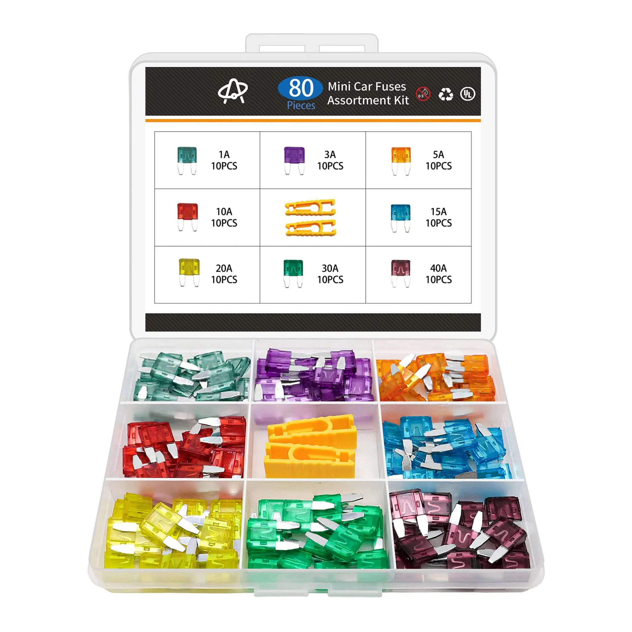 Altex Preferred MFG 80-Piece Mini Automotive Fuse Assortment Kit - 1A/3A/5A/10A/15A/20A/30A/40A