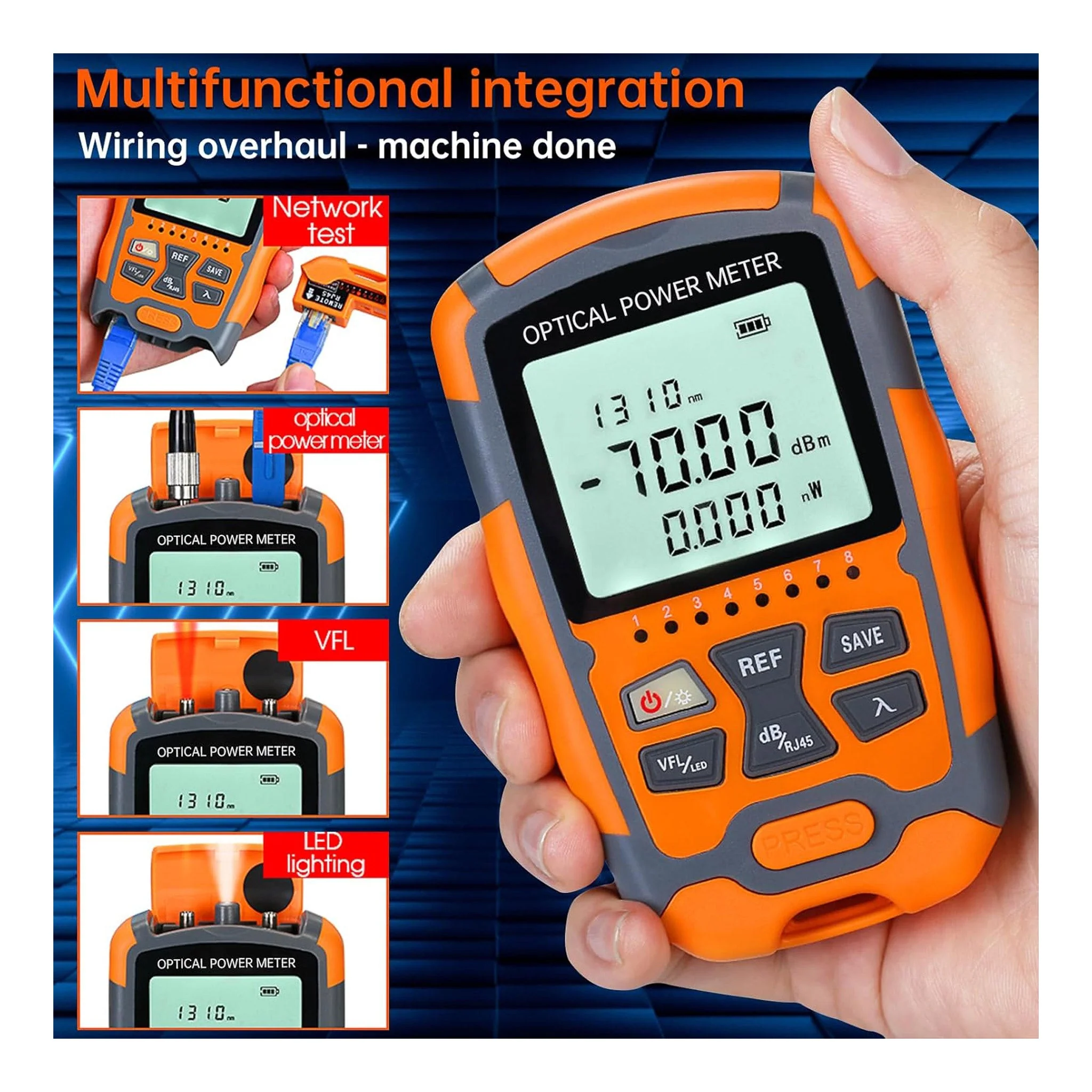 Altex Preferred MFG Fiber Optic Power Meter FC/SC/ST Universal Interface Built-in 10mW Visual Fault Locator (OPM & VFL) with 1pc FC to LC Adapter - FTVFL-10 - Image 4