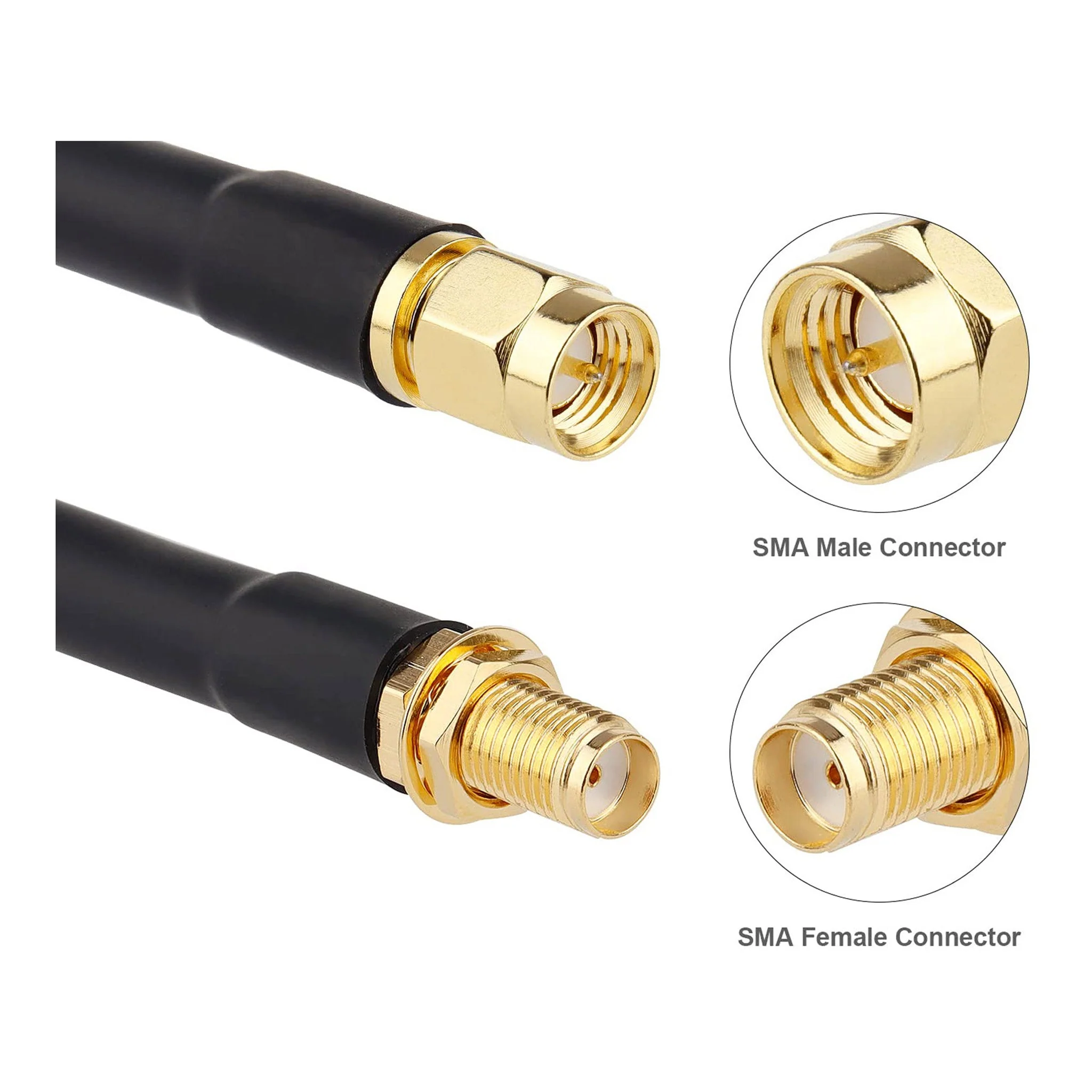 Altex Preferred MFG JYA-034 -X-100 100ft 50 Ohm RG58 SMA Female to SMA Male Low-Loss Coaxial Extension Cable - Image 3