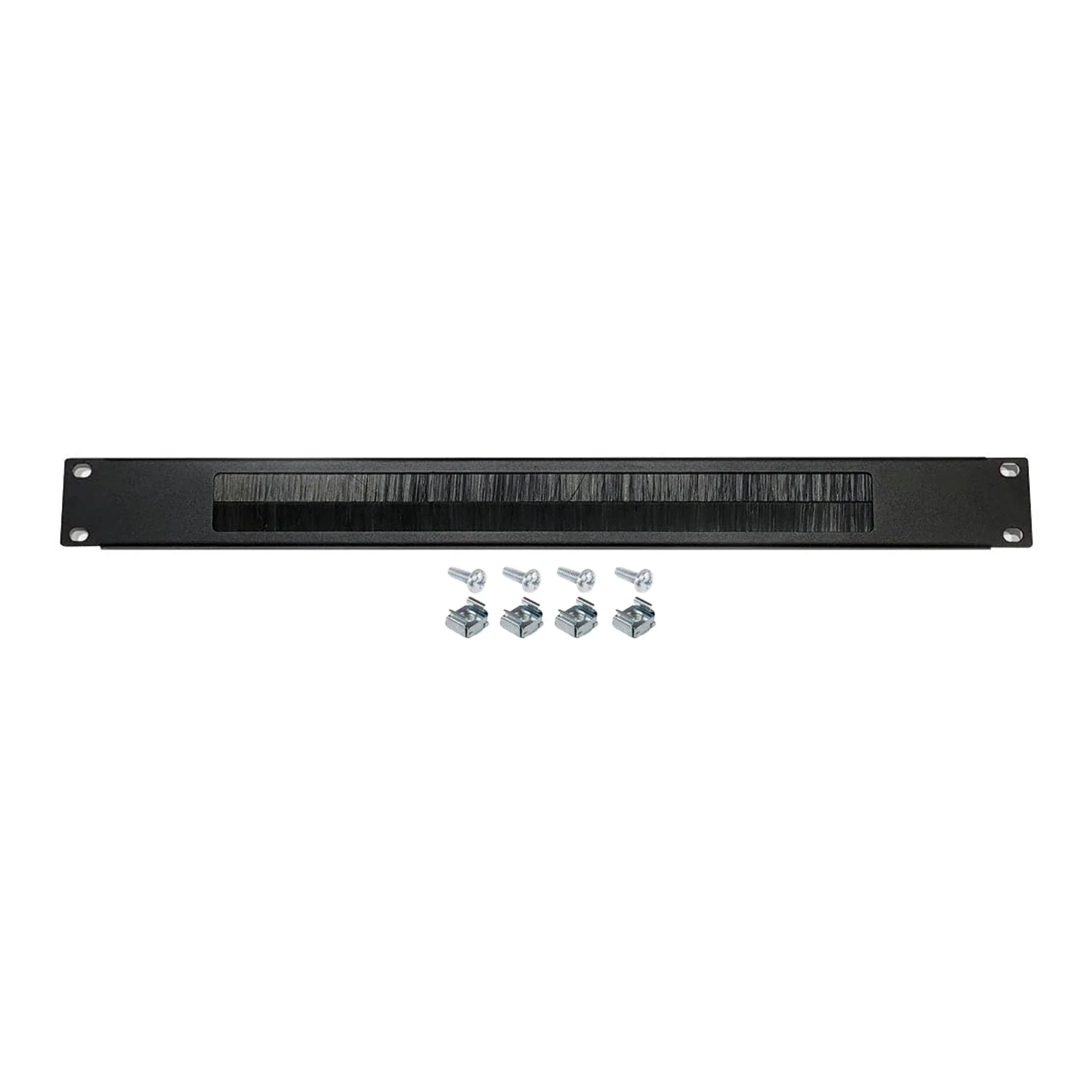 Altex Preferred MFG STV-HORG10F 1U 19in Metal Horizontal Rack Mount Cable Management Brush Panel - Black - Image 2