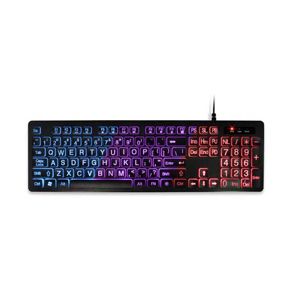 Aluratek AKBLED01FS Large Print Tri-color LED Backlight Illuminated Keyboard - Image 2