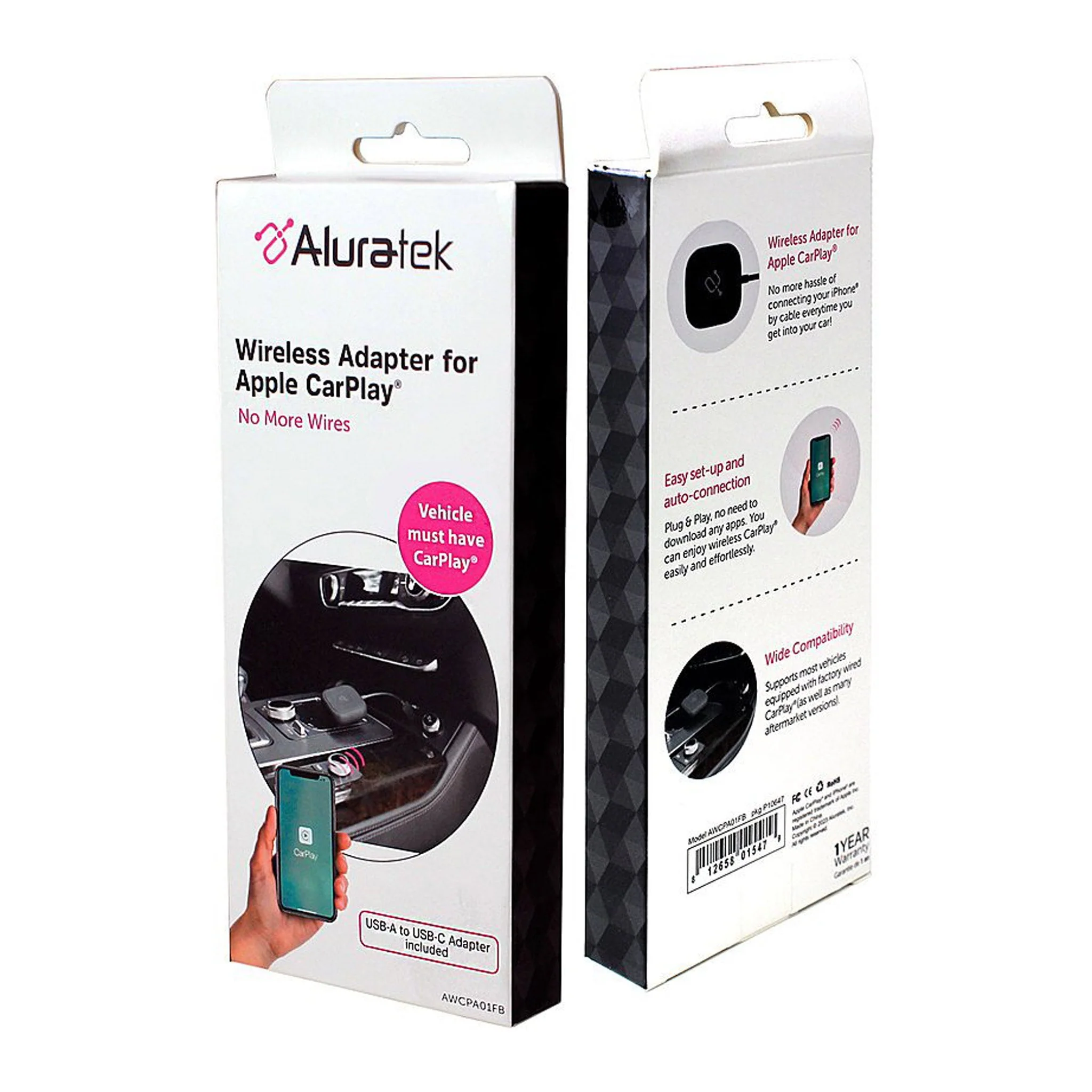 Aluratek AWCPA01FB Wireless Adapter for Apple CarPlay - Black - Image 3