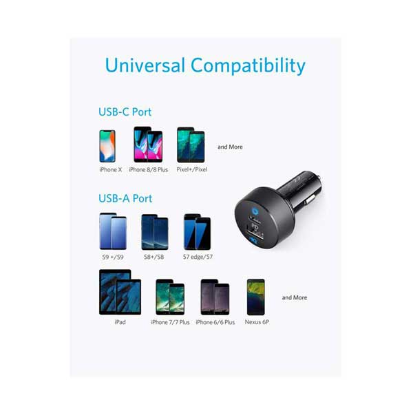 Anker A2229Z12 PowerDrive PD 2 Car Charger with 18W Power Delivery and 12W PowerIQ with LED Indicator - Image 4