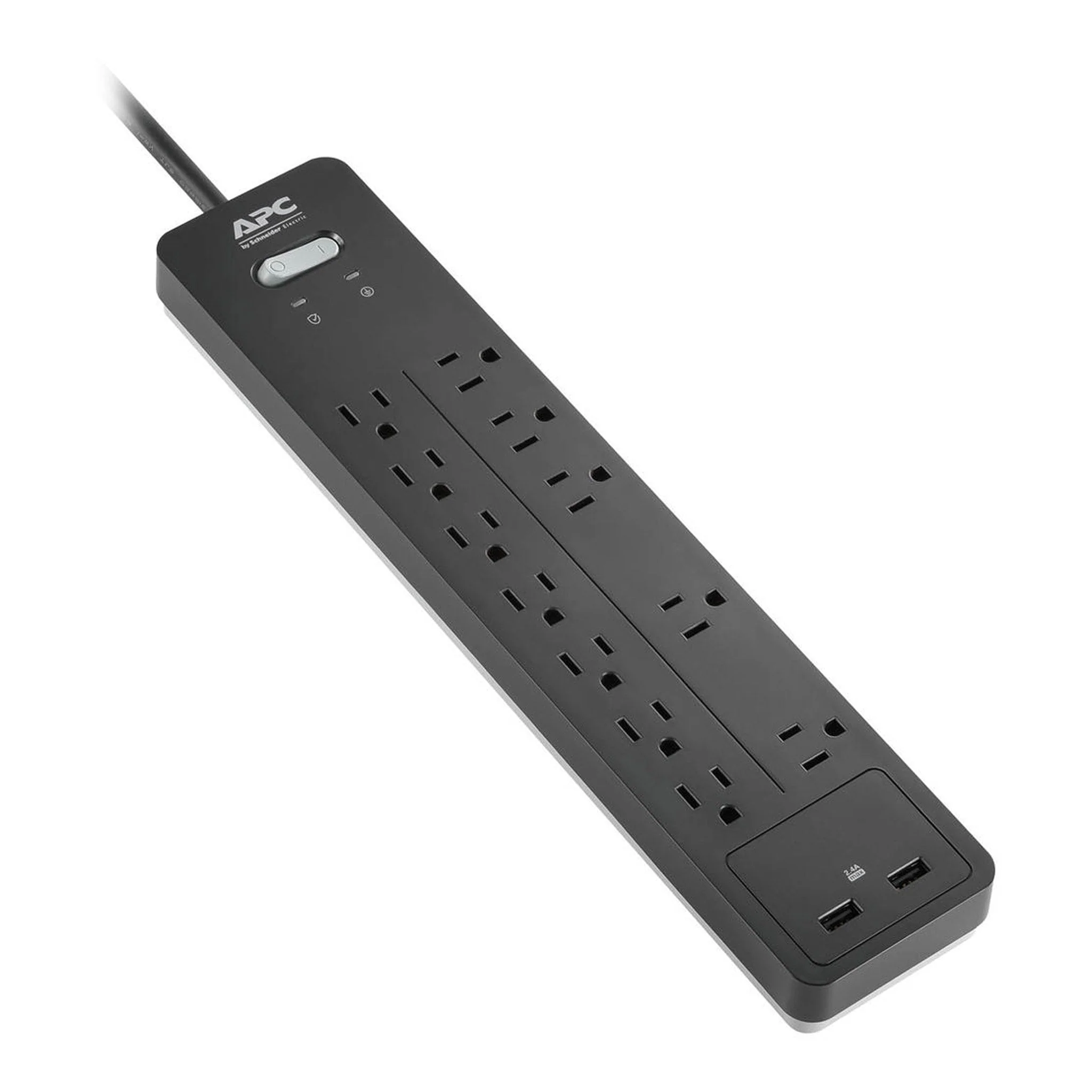 APC PH12U2 12-Outlet 15A 120V Home Office SurgeArrest Surge Protector with USB Charging - Black - Image 2
