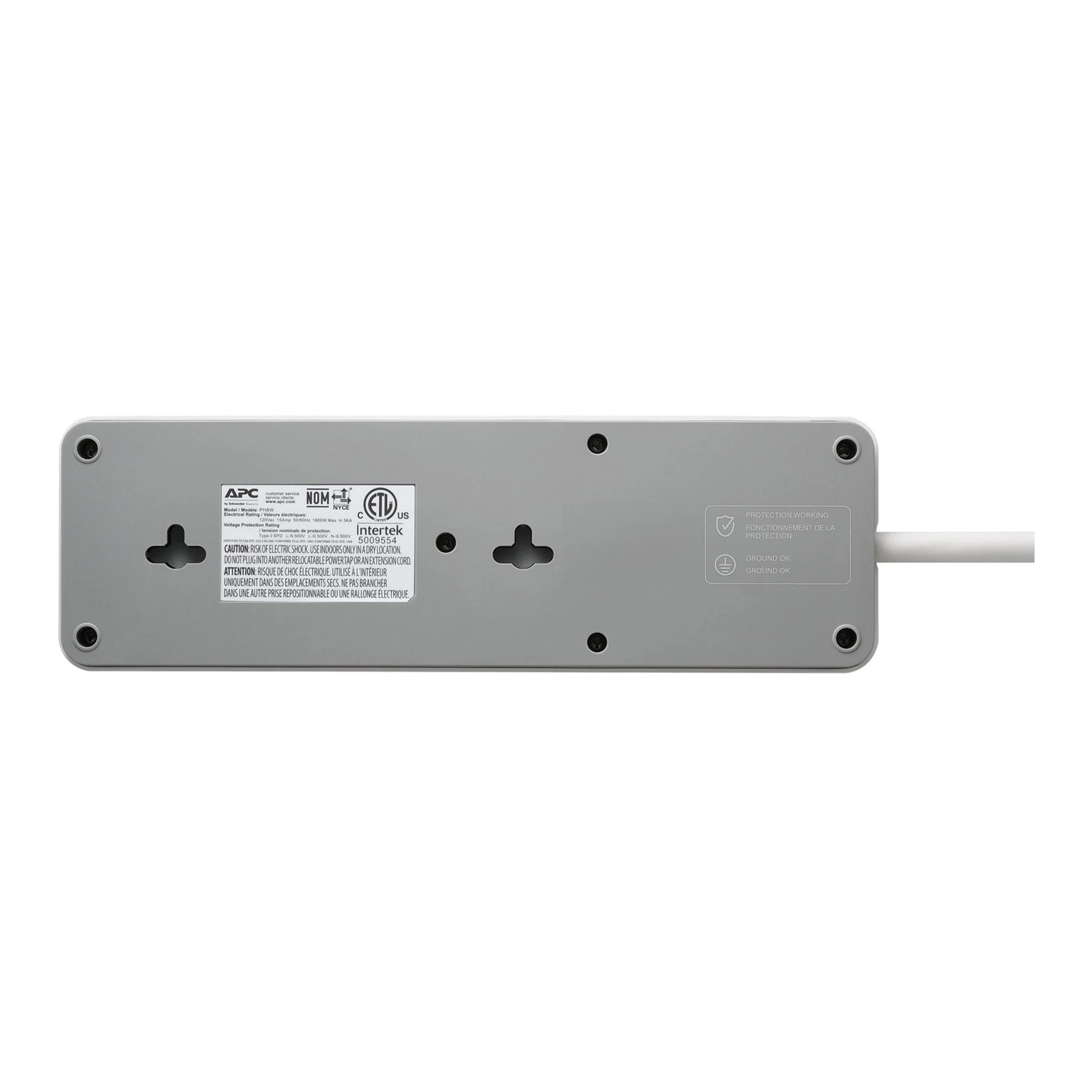 APC PH8W 8-Outlet 120V 15A Home Office SurgeArrest Surge Protector - White - Image 3