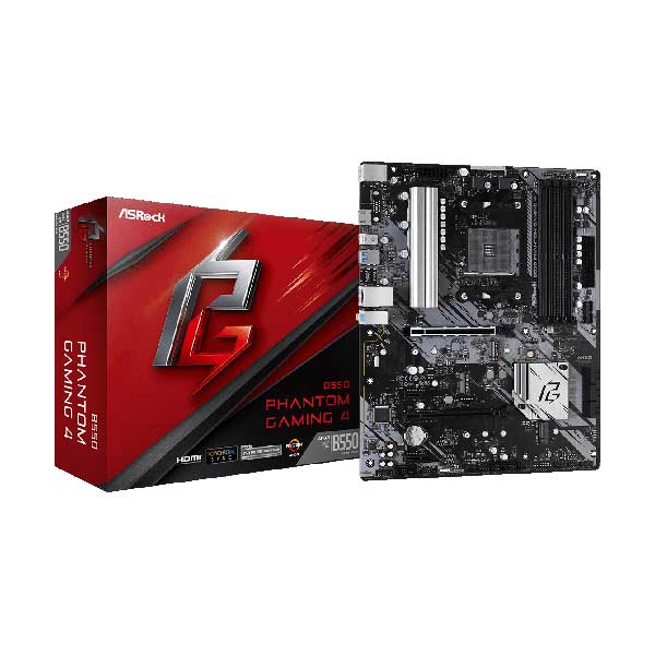 ASRock B550 Phantom Gaming 4 AMD Ryzen AM4 ATX Motherboard