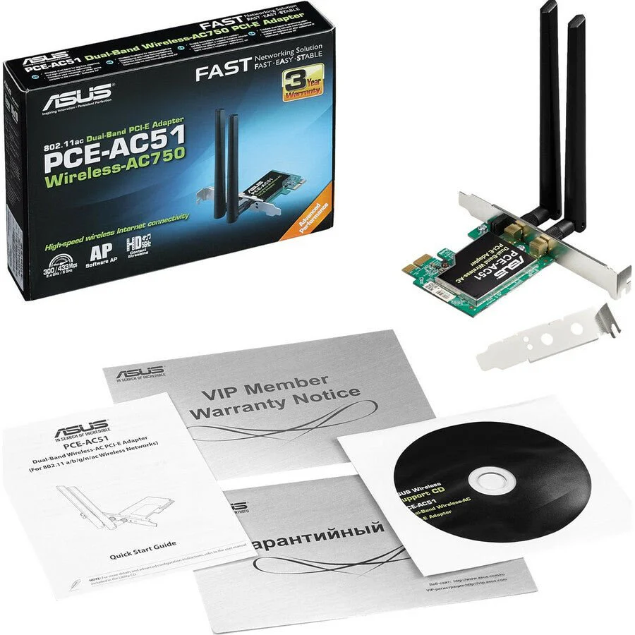 ASUS PCE-AC51 AC750 Wireless Dual-Band PCI Express Adapter - Image 2