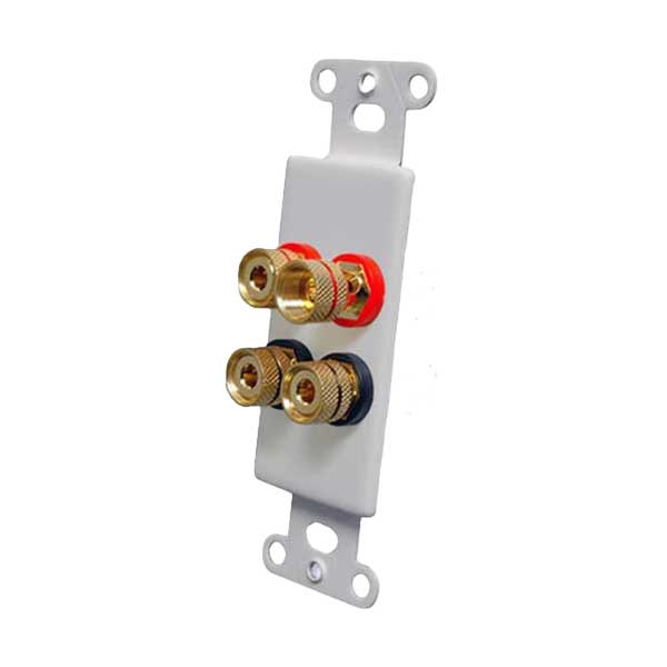 Calrad 4-Post Gold Plated Speaker Binding Posts with Ivory Plastic Insert - White (28-122-S-4)