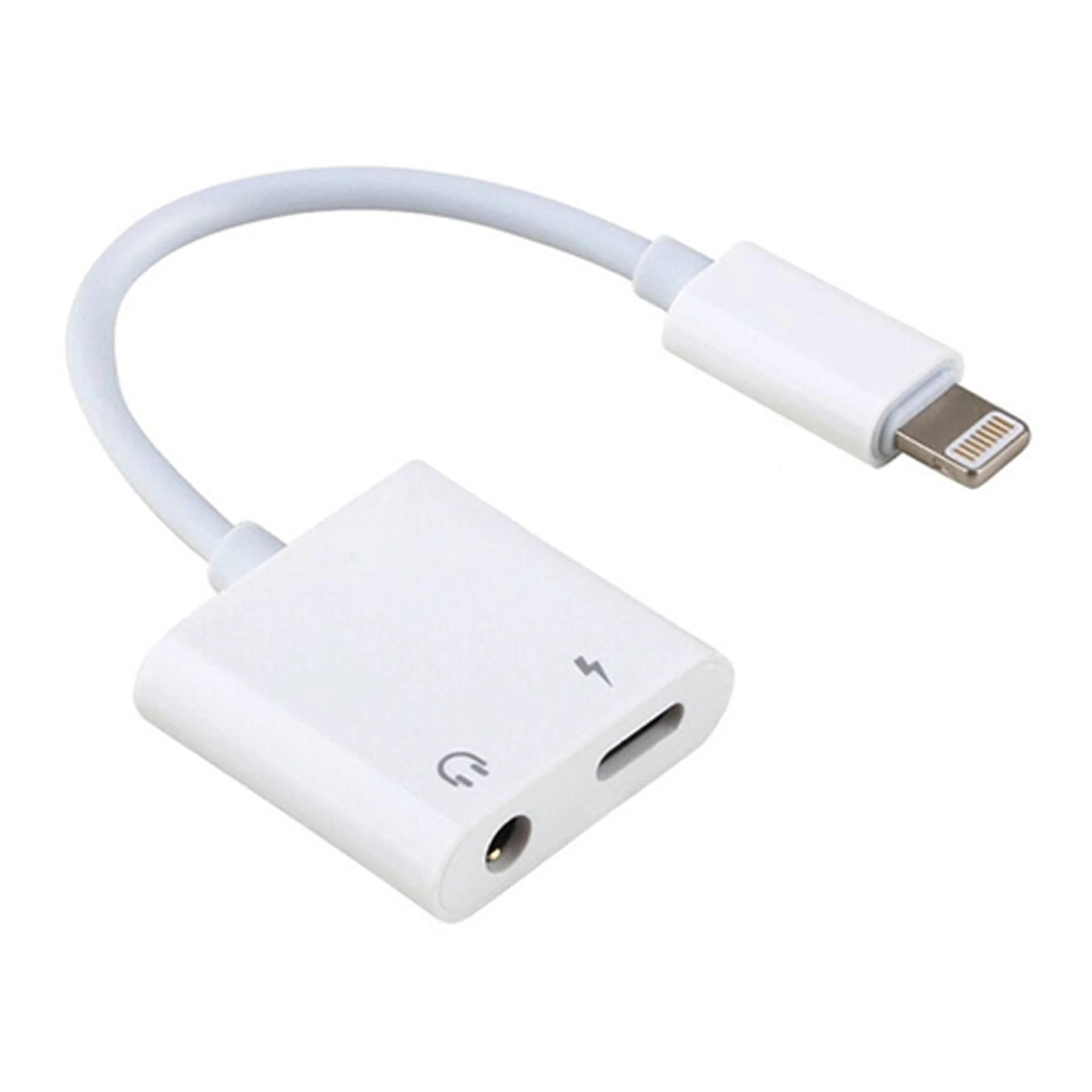 Calrad 42-221 8" Lighting Male to Lighting Female and 3.5mm Stereo Female Adapter - White - Image 2