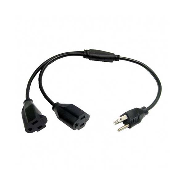 Calrad 55-788A 18in 18AWG 3-Prong Male to Dual 3-Prong Female AC Power Extension Cord