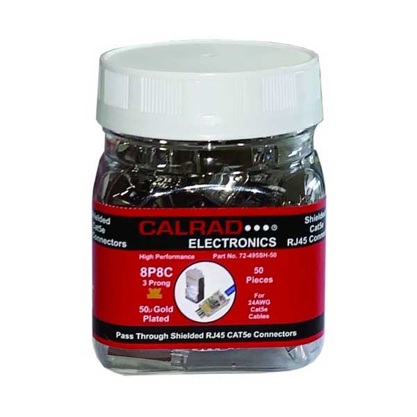 Calrad Pass Through RJ45 Cat5e Shielded Connectors -50pcs Jar
