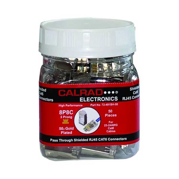 Calrad Pass Through RJ45 Cat6 Shielded Connectors -50pcs Jar