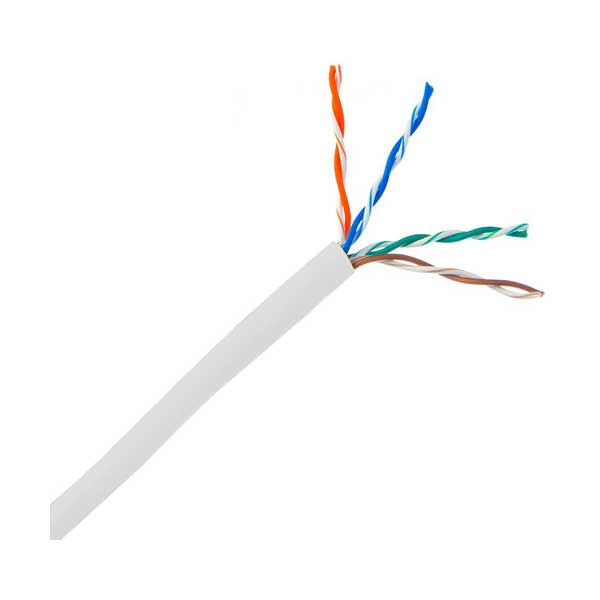 White Cat6 Plenum (CMP) Cable, 23AWG, 4-Pair, 600MHz, FR PVC, Sold By The Foot