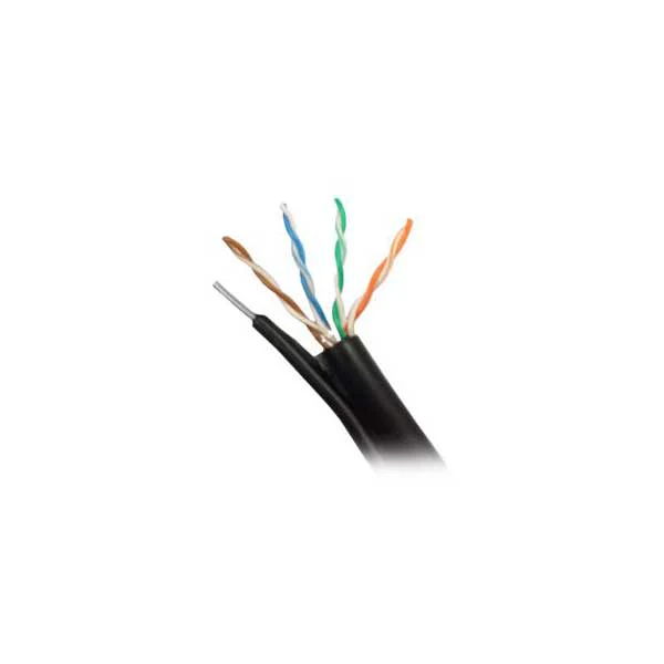 Black Cat5e Messenger Cable, 24AWG, 4-Pair, Sold By The Foot