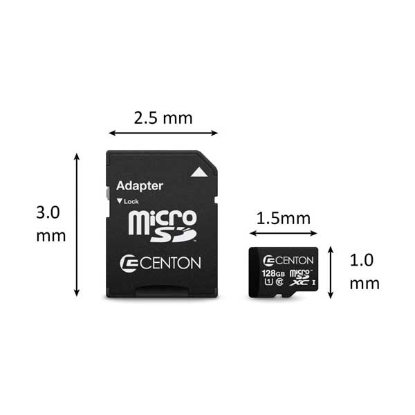 Centon S1-MSDXU1-128G 128GB MicroSDXC UHS-I Flash Memory Card with Adapter - Image 2
