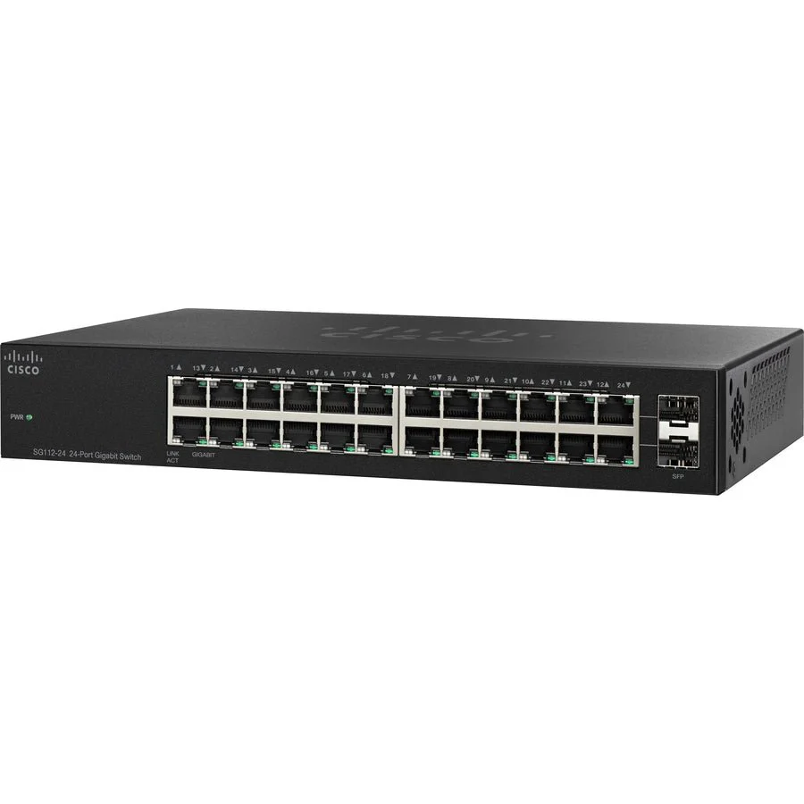 Cisco SG112-24-NA Compact 24-Port Gigabit Rack-Mountable Unmanaged Switch