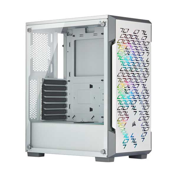 CORSAIR CC-9011174-WW White iCUE 220T RGB Airflow Tempered Glass Mid-Tower Smart Case