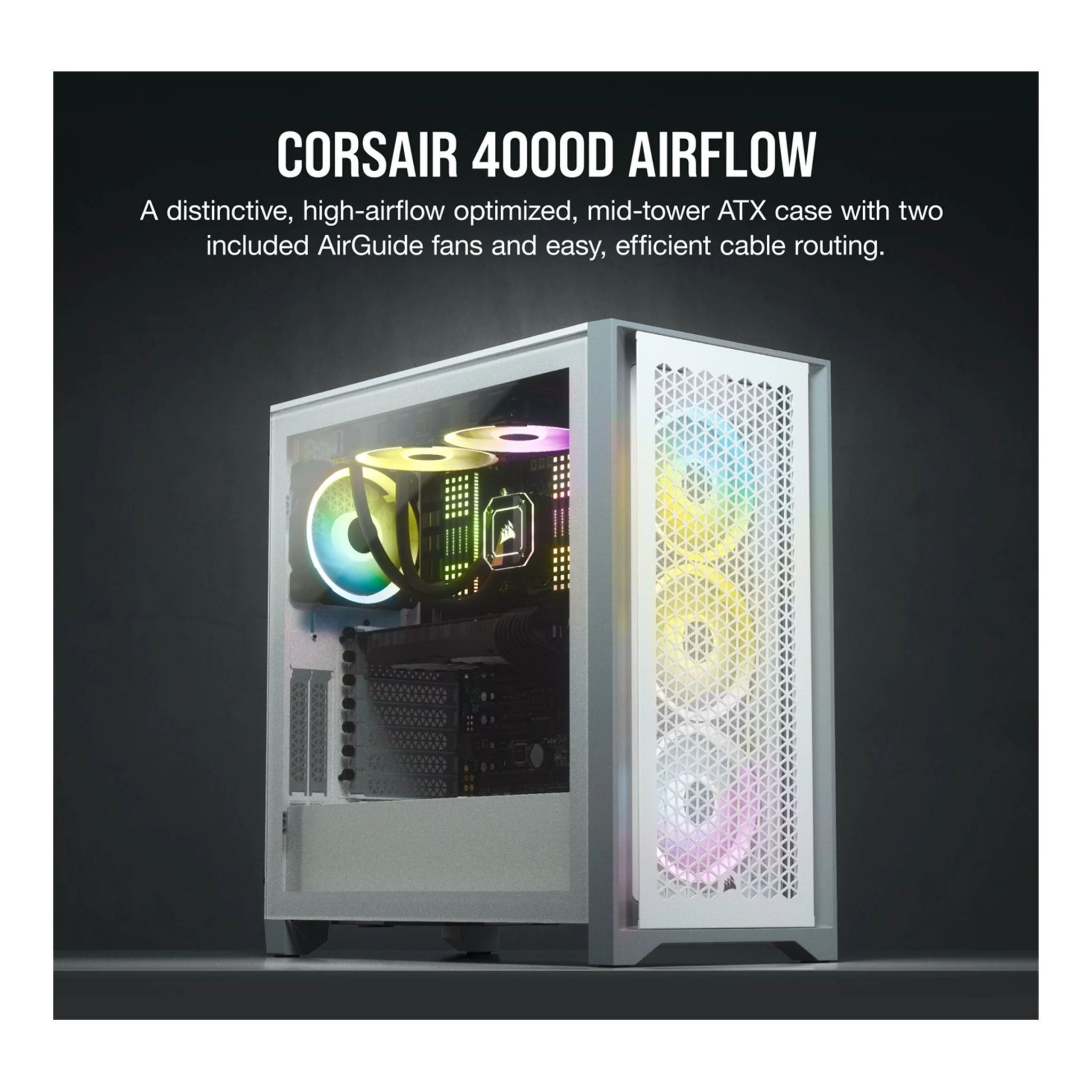 CORSAIR CC-9011201-WW 4000D AIRFLOW Tempered Glass White Mid-Tower ATX Case - Image 2