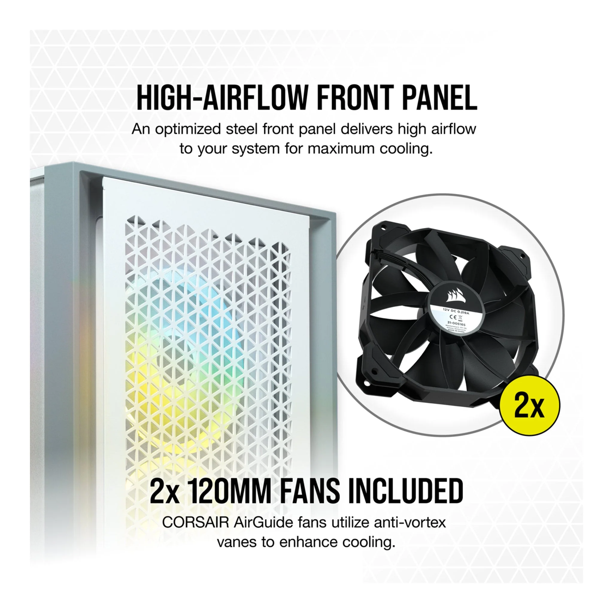 CORSAIR CC-9011201-WW 4000D AIRFLOW Tempered Glass White Mid-Tower ATX Case - Image 3
