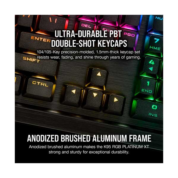 CORSAIR CH-9127411-NA K95 RGB PLATINUM XT Mechanical Gaming Keyboard with CHERRY MX Blue Keyswitches - Image 4