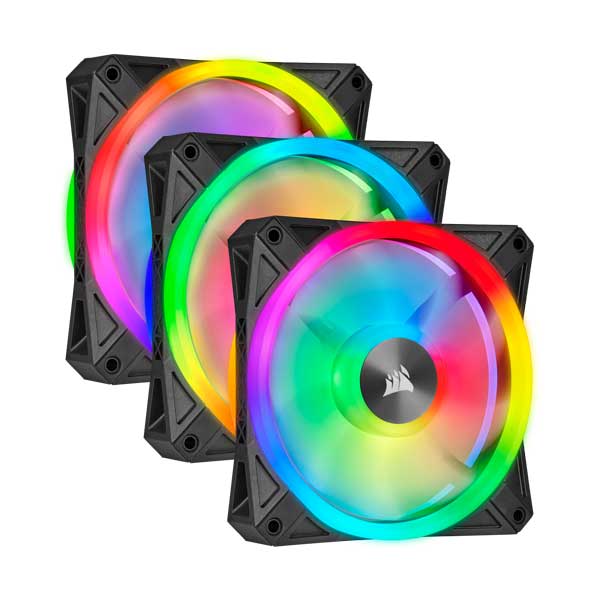CORSAIR CO-9050098-WW 3-Pack iCUE QL120 RGB 120mm PWM Fan with Lighting Node CORE