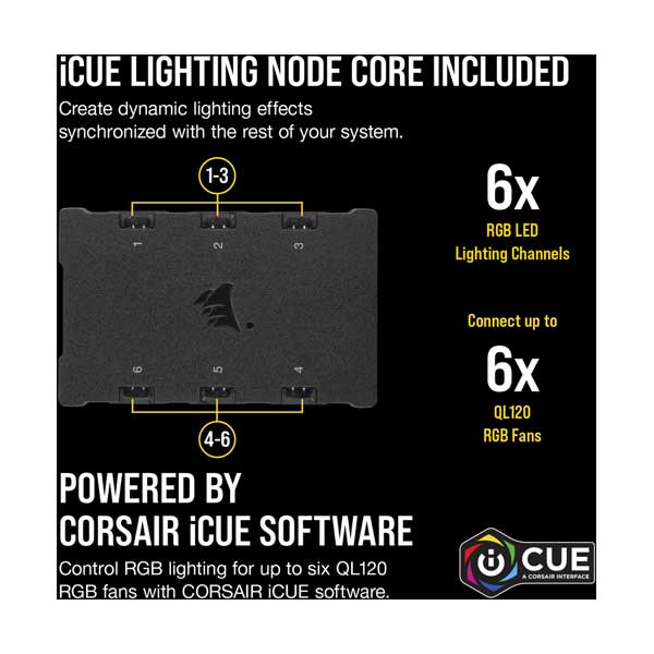 CORSAIR CO-9050098-WW 3-Pack iCUE QL120 RGB 120mm PWM Fan with Lighting Node CORE - Image 4
