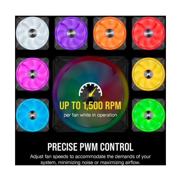 CORSAIR CO-9050098-WW 3-Pack iCUE QL120 RGB 120mm PWM Fan with Lighting Node CORE - Image 5